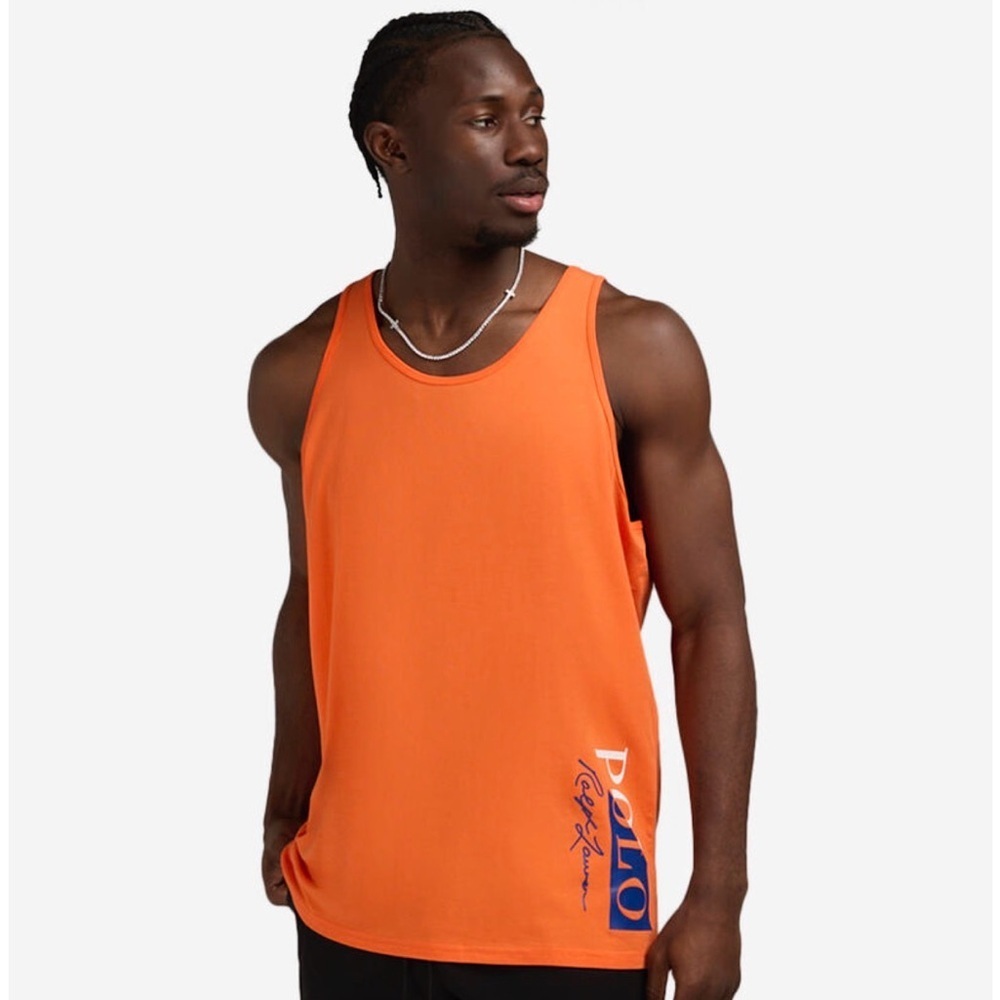 Polo by Ralph Lauren Men's Bright Orange Tank Top - Picture 6 of 7